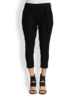 Helmut Lang Cropped Pleated Front Pants   Black