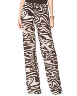 Womens Zebra Print Wide Leg Pants   MICHAEL Michael Kors