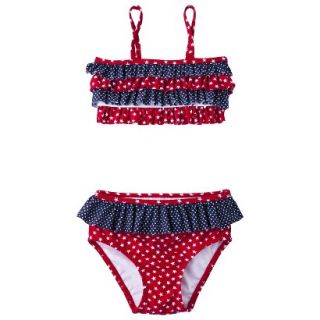 Circo Infant Toddler Girls 2 Piece Ruffle Star Bikini Set   Red Rose 5T