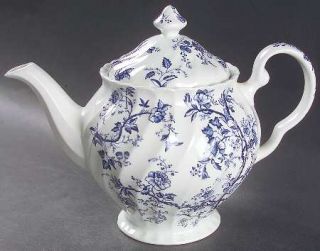 Johnson Brothers Old Bradbury Blue (White Background) Teapot & Lid, Fine China D