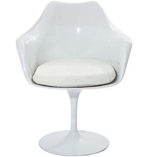 Eero Saarinen Style Tulip Arm Chair With White Cushion