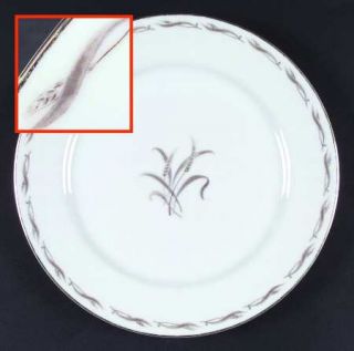 Mikasa Anna Dinner Plate, Fine China Dinnerware   Brown Wheat W/Gray, Gold Trim