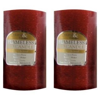 3X 6 Red Glitter Candle   Set of 2