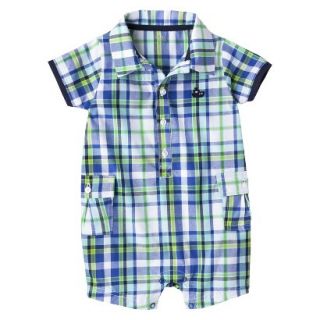 Just One YouMade by Carters Newborn Boys Plaid Romper   Boat Blue/White 18 M