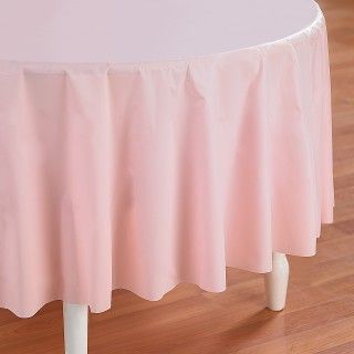 Classic Pink (Light Pink) Round Plastic Tablecover