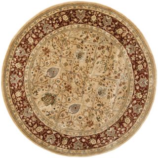 Handmade Persian Legend Ivory/ Rust Wool Rug (36 Round)