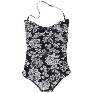 Clean Water Womens 1 Piece Floral Swimsuit  Black XL