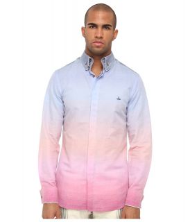 Vivienne Westwood MAN Sunset Degrade Linen Long Sleeve Button Up Mens Long Sleeve Button Up (Blue)