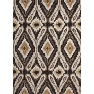 Hand tufted Transitional Tribal Gray/ Black Rug (76 X 96)