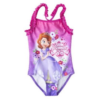 Sofia the First Toddler Girls 1 Piece Swimsuit   Pink 2T