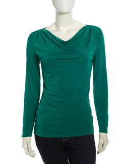 Cowl Neck Crepe Tee, Kelly Green