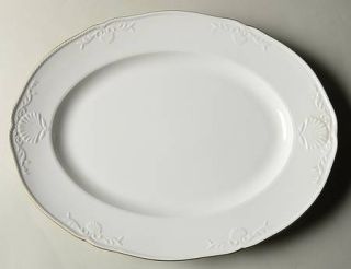 Mikasa Golden Isle 15 Oval Serving Platter, Fine China Dinnerware   All White,E