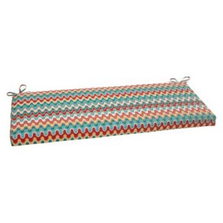 Outdoor Bench Cushion   Red/Turquoise Chevron