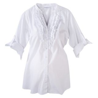 Liz Lange for Target Maternity 3/4 Sleeve Ruffled Shirt   White XS