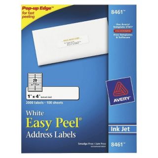 Avery 1 x 4 Inkjet Easy Peel Address Labels   White (2000 Per Box)