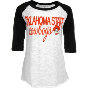 Oklahoma State Cowboys Blue 84 NCAA Womens Binocular BF Raglan Burnout T Shirt