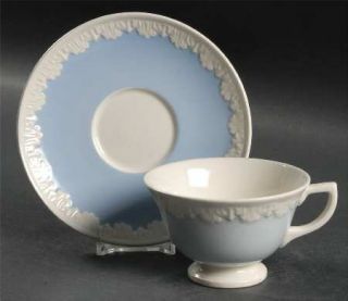 Wedgwood Albion/Corinthian Blue Footed Cup & Saucer Set, Fine China Dinnerware  