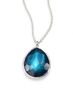IPPOLITA Mother of Pearl and Clear Quartz Large Teardrop Necklace/Peacock   Silv