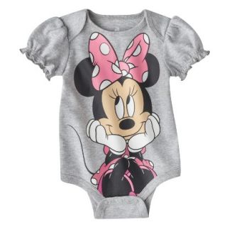 Disney Newborn Girls Minnie Mouse Bodysuit   Grey 3 6 M