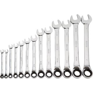 Klutch Reversible Ratcheting Wrench Set   13 Pc., SAE 1/4 Inch 1 Inch