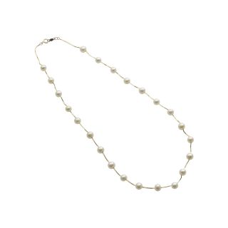 10K Gold Cultured Freshwater Pearl Station Necklace, Womens