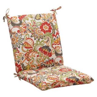 Outdoor Chair Cushion   Green/Off White/Red Floral