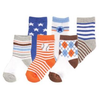 Luvable Friends Infant Boys 6 Pack Cushion Socks   Blue 6 18 M