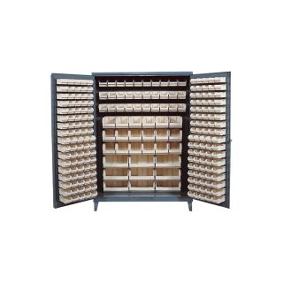 Quantum Storage Cabinet With 227 Bins   60 Inch x 24 Inch x 84 Inch Size, Ivory