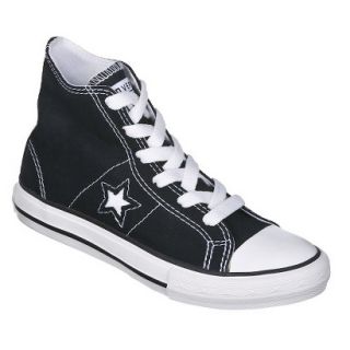 Kids Converse One Star Hi Top Canvas Lace up Shoe   Black 12