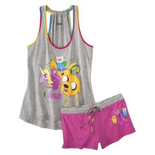 Adventure Time Juniors 2 Pc Pajama Set   Grey Print XL