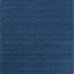 Hand crafted Solid Blue Causal Ridges Wool Rug (8 Square)