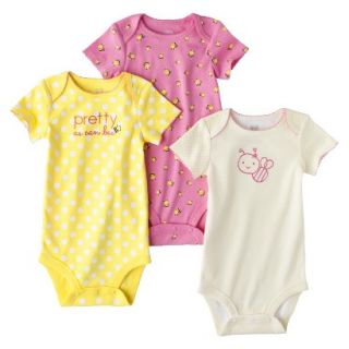 Just One YouMade by Carters Newborn Girls 3 Pack Bee Bodysuit   Yellow/Pink NB