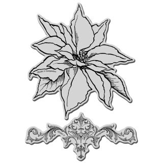 Stampendous Christmas Poinsettia Jumbo Cling Rubber Stamp