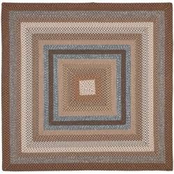 Hand woven Reversible Brown Braided Rug (8 Square)