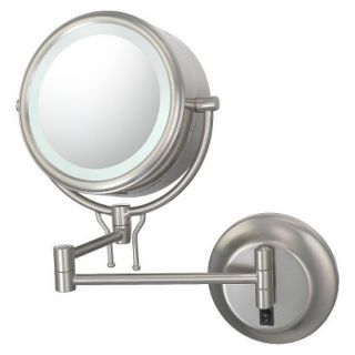 Mirror Image Contemporary Plug in, Double sided 5X/1X Wall Mirror   Brushed