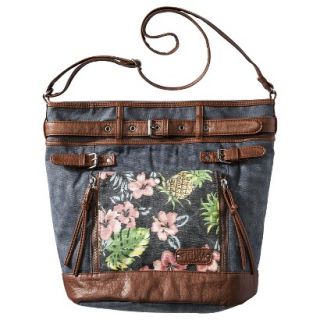 Mad Love Floral Pocket Bucket Handbag   Dark Gray