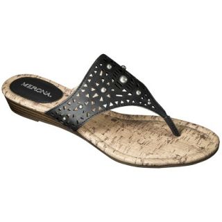 Womens Merona Elisha Perforated Studded Sandals   Black 10