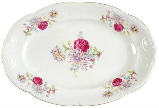 Walbrzych Rose Crest 13 Oval Serving Platter, Fine China Dinnerware   Florals,