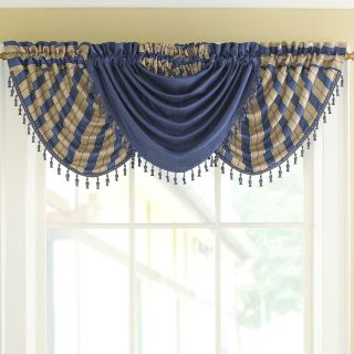 Lichtenberg Fortune Faux Silk Solid Rod Pocket Waterfall Valance, Taupe