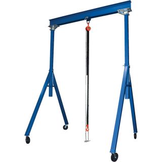 Vestil Steel Gantry Crane   Adjustable Height, 8000 Lb. Capacity, 20ft.L x 12