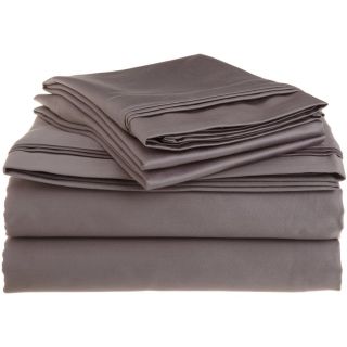 None Egyptian Cotton 1500 Thread Count Solid Oversized Sheet Set Grey Size California King
