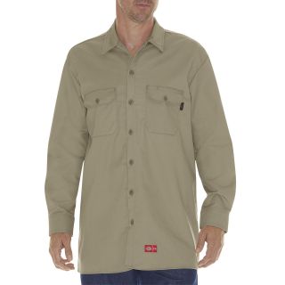 Dickies Long Sleeve Flame Resistant Shirt, Khaki, Mens