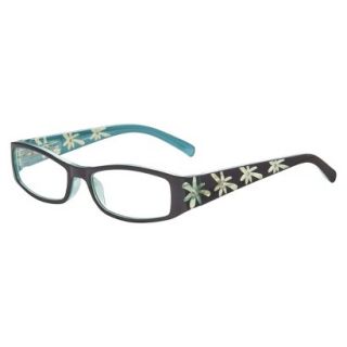 ICU Blue Etched Floral Rhinestones Reading Glasses with Case   +1.75
