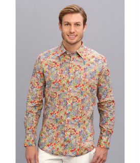 Report Collection Long Sleeve Floral Print Shirt Mens Long Sleeve Button Up (Orange)