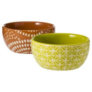 Threshold Patterned Ceramic Dip Bowls Set of 2   Red and Lime