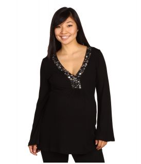 Olian Maternity Embellished Top Womens Clothing (Black)