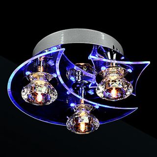 led crystal flush mount, 3 lights, modern minimalist metal electroplated