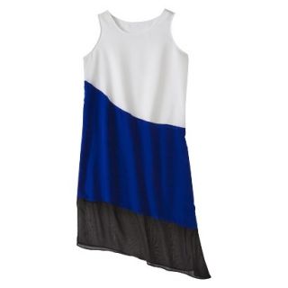 Mossimo Womens Asymmetrical Midi Dress   White/Athens Blue XS