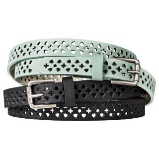 Mossimo Supply Co. Two Pack Perforated Skinny Belt   Black/Mint L