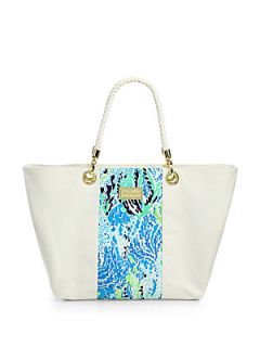 Lilly Pulitzer Canvas & Rope Island Tote    Spa Blue Lets Cha Cha